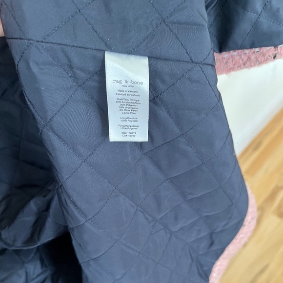 RAG&BONE Size S Estelle Cocoon Wool Blend Check Coat PINK MULTI - Picture 13 of 13